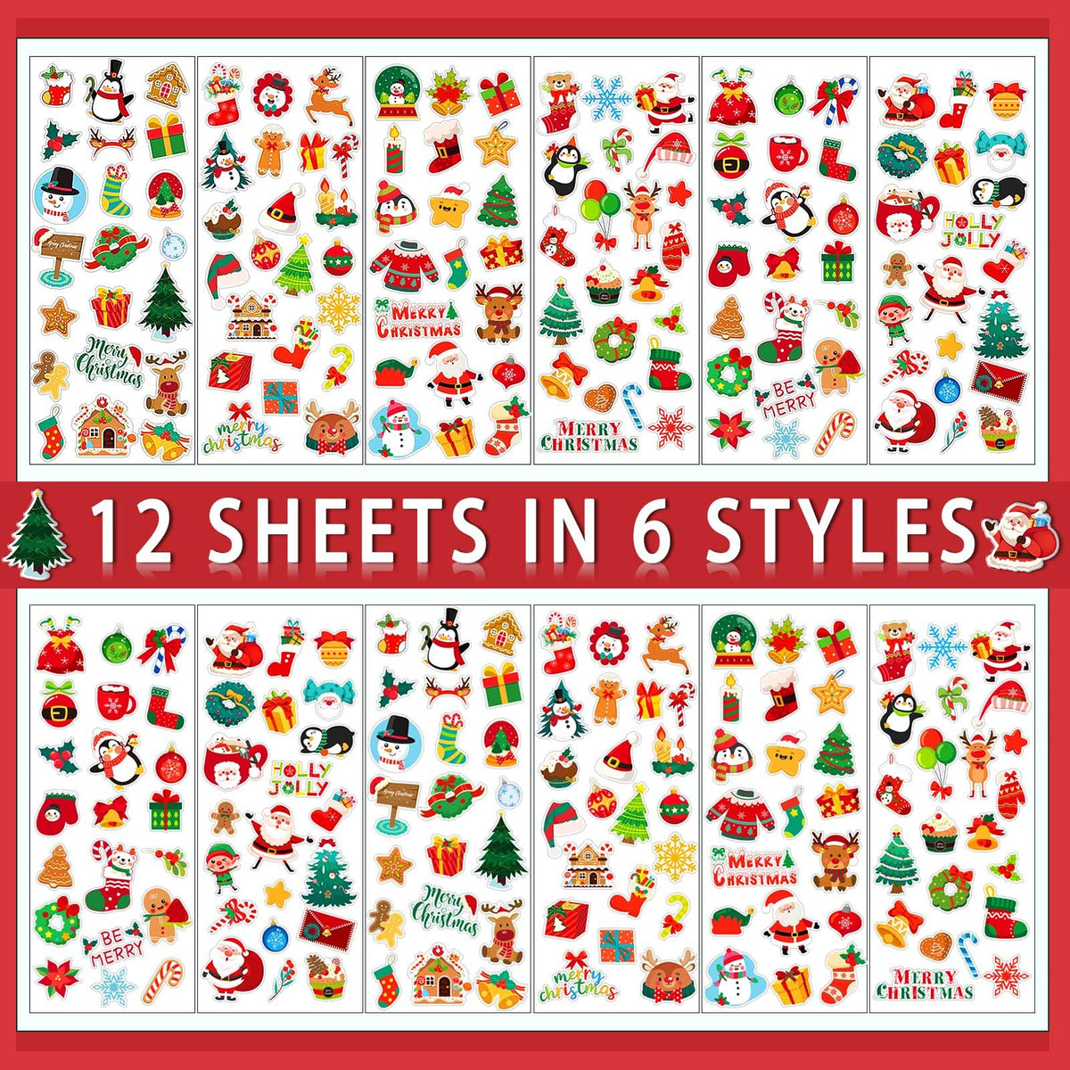UPINS Christmas Stickers 12 Sheets UPINS Holiday 3D Puffy Sticker Cute Snowman Reindeer Tree Santa Foam Decals for Party Favors Scrapbooking DIY Crafts 🍁 All In One Marketplace Canada