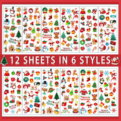 UPINS Christmas Stickers 12 Sheets UPINS Holiday 3D Puffy Sticker Cute Snowman Reindeer Tree Santa Foam Decals for Party Favors Scrapbooking DIY Crafts 🍁 All In One Marketplace Canada