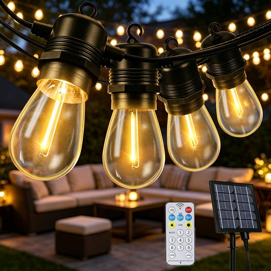 Joomer Solar String Lights Outdoor, 55FT S14, 16+2 Bulbs (2700K,Warm White) - Available at All In One Marketplace Canada
