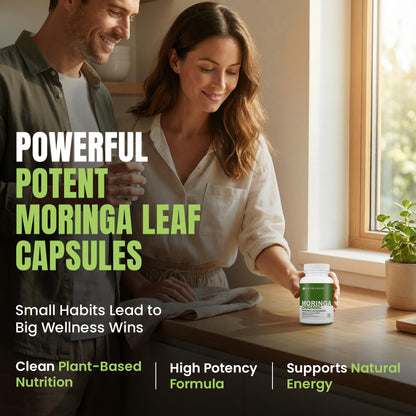 Nutrawave ORGANIC MORINGA LEAF Capsules 1200mg High Potency (2 x 600mg) – Gluten Free, Non-GMO, Vegan-Friendly Antioxidant Supplement -120 Capsules - Available at All In One Marketplace Canada