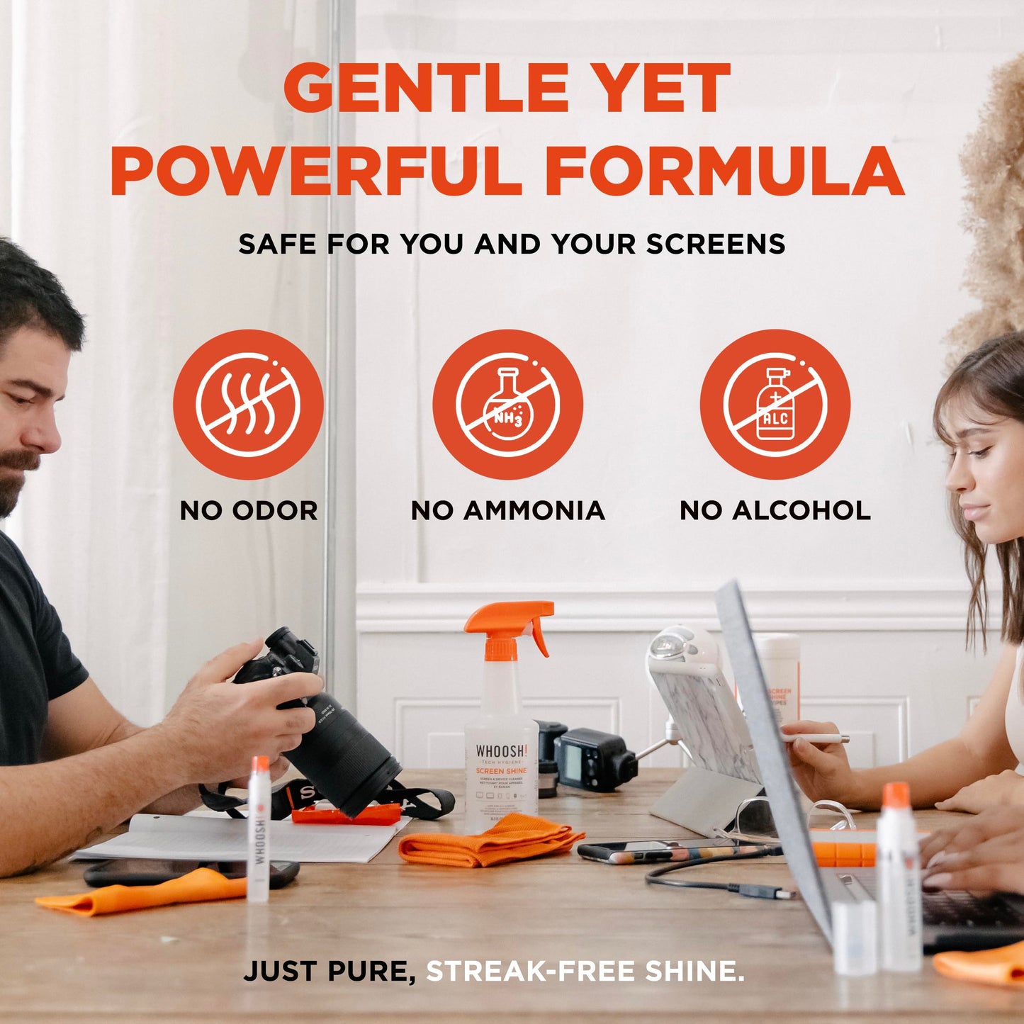WHOOSH! Screen Shine Pro 500 ml Refillable OLED TV Screen Cleaner, Safe & Streak Free Electronic Cleaner for Laptop, Monitor, MacBook, Camera Cleaning Kit with 37 x 37 cm Microfiber Cloth - Available at All In One Marketplace Canada