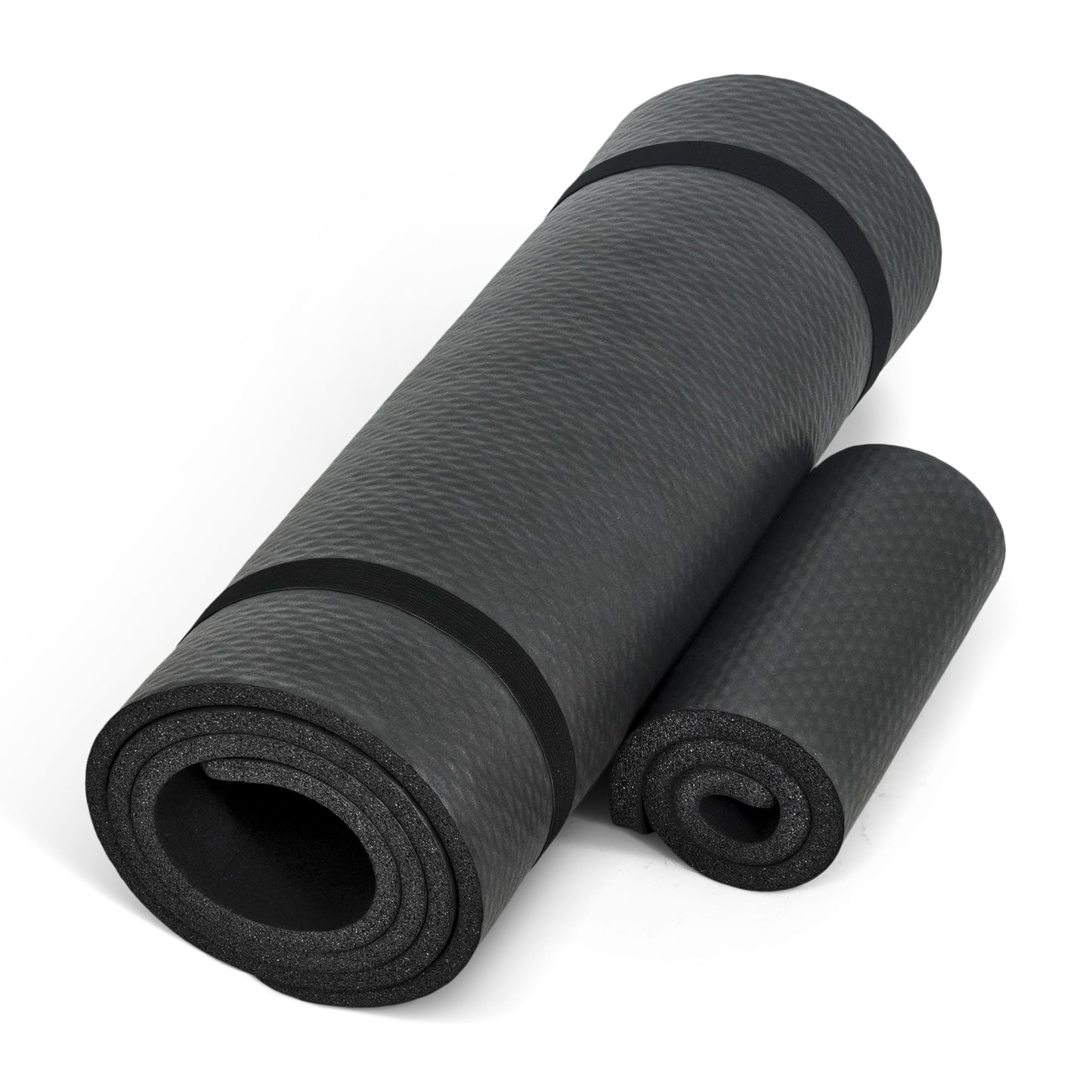CAP Barbell Yoga Mat 1/2" Thick with Carrying Strap & Knee Pad - High Density Exercise Mat for Yoga, Pilates, Stretching, Floor & Fitness Workouts - 71''x24''x1/2" | Black