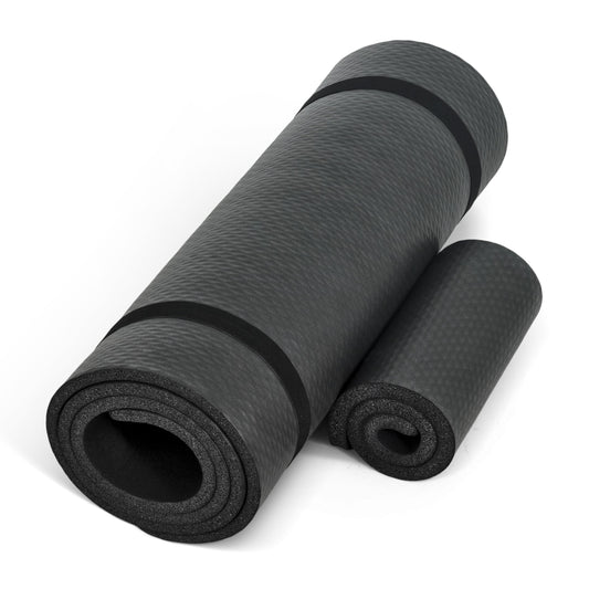 CAP Barbell Yoga Mat 1/2" Thick with Carrying Strap & Knee Pad - High Density Exercise Mat for Yoga, Pilates, Stretching, Floor & Fitness Workouts - 71''x24''x1/2" | Black 🍁 All In One Marketplace Canada