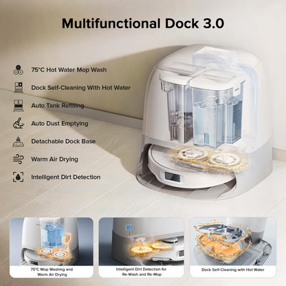 roborock Qrevo Curv S5X Robot Vacuum and Mop, 18,500Pa Suction, Zero-Tangling Design, FlexiArm Side Brush & Mop, Smart Obstacle Avoidance, Self-Washing & Drying, Self-Emptying, Perfect for Carpet - Available at All In One Marketplace Canada