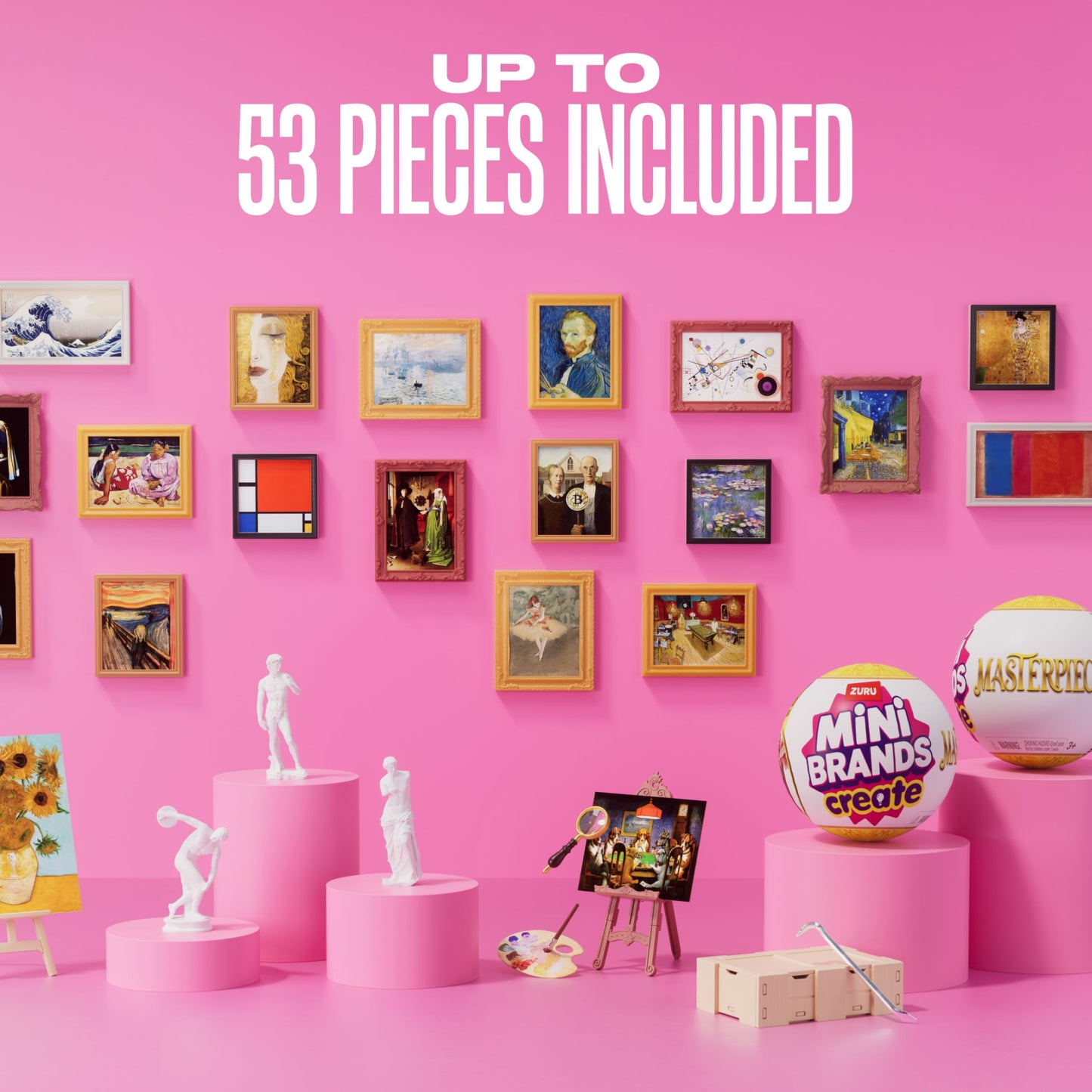 Mini Brands Create Mini Masterpieces Series 1, Capsule 2 Pack by ZURU, Real Miniature Masterpiece Creations Collectible Toy, Capsules of Mystery Famous Mini Artworks Mini Brands