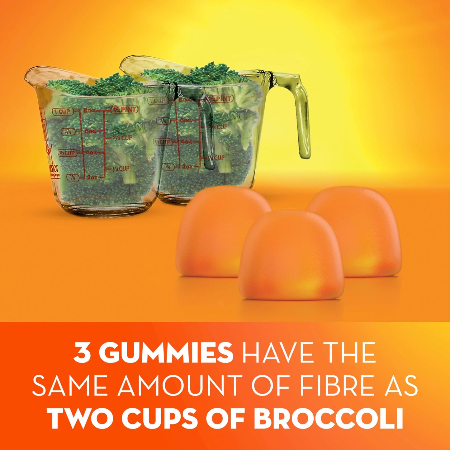 Metamucil Fibre Gummies, No Sugar Added, Daily Supplement, Prebiotic Plant-Based Fibre Blend, Orange Flavour, 72 Gummies