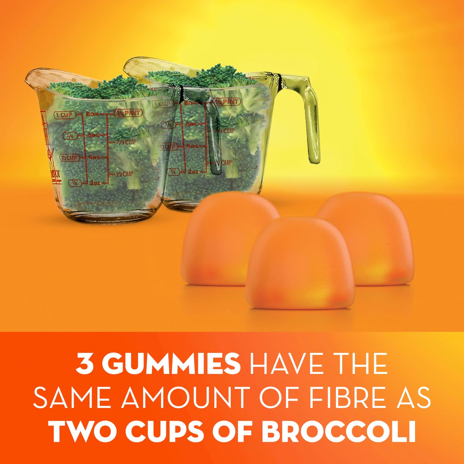 Metamucil Fibre Gummies, No Sugar Added, Daily Supplement, Prebiotic Plant-Based Fibre Blend, Orange Flavour, 72 Gummies