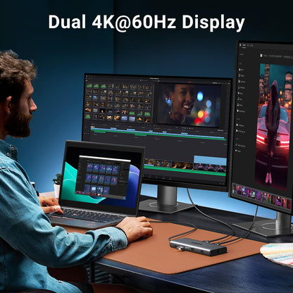 UGREEN 10 in 1 Docking Station for Laptop Dual Monitor, Revodok Pro 210 with Single 8K@30Hz, Dual 4K@60Hz, 100W PD, 1Gbps Ethernet, SD/TF, 5Gbps USB, USB C Hub for MacBook Air/Pro, ASUS, HP, XPS13&15