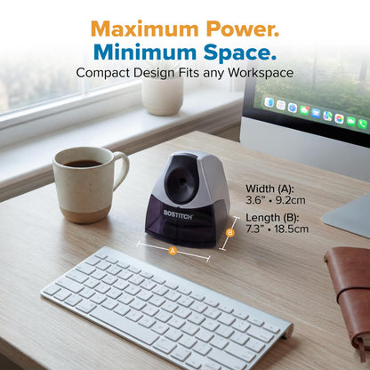 Bostitch Office Personal Electric Pencil Sharpener, Powerful Stall-Free Motor, High Capacity Shavings Tray, Black (EPS4-BLKSLV) - Available at All In One Marketplace Canada