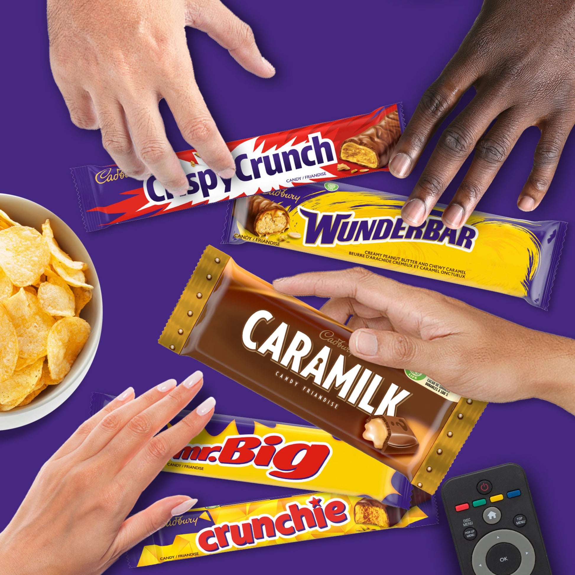 Cadbury 18-Bar Chocolate Variety Pack with Caramilk, Mr. Big, Wunderbar, Crunchie & Crispy Crunch - 880g