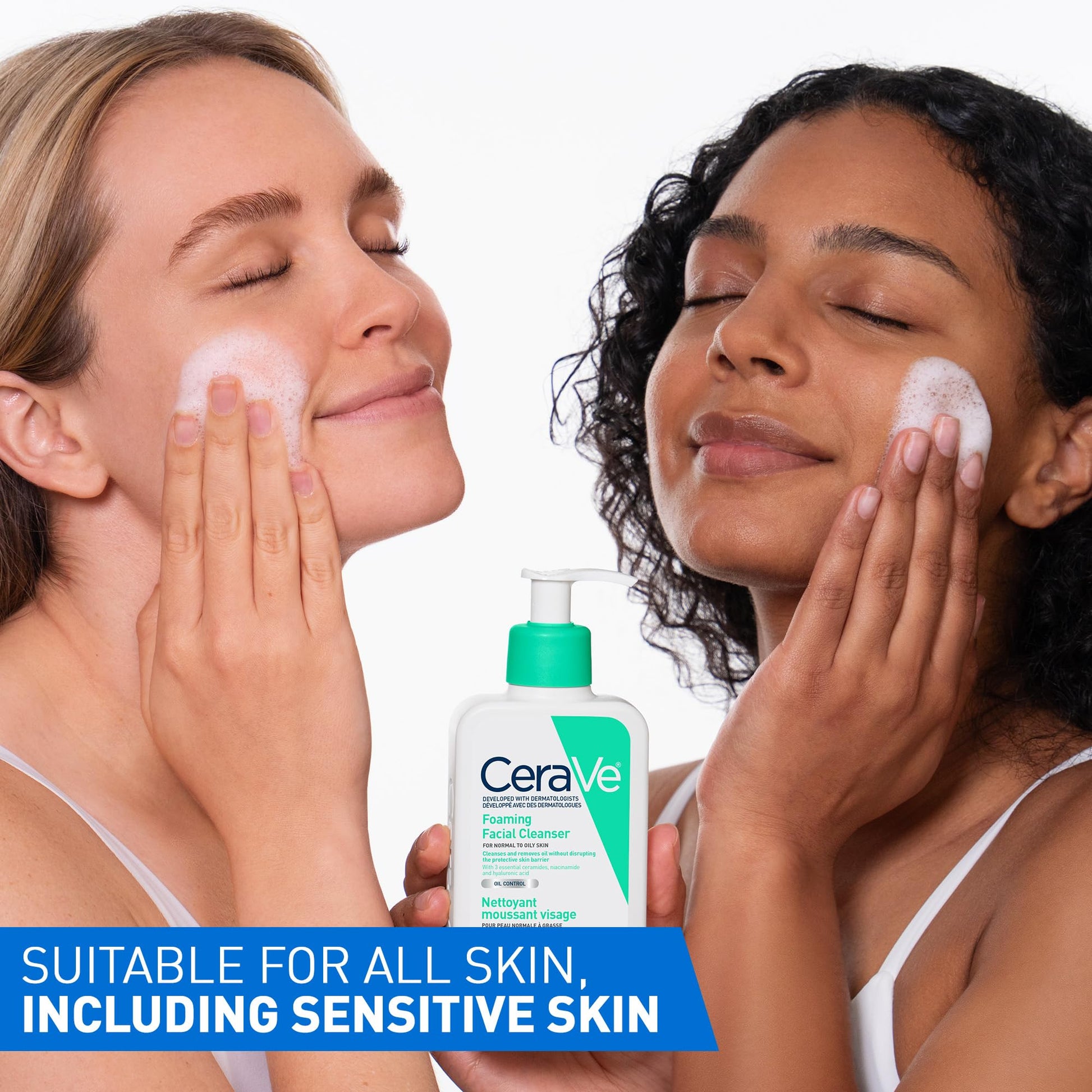 CeraVe Foaming Face Wash, Gentle Face Cleanser for Men & Women with Hyaluronic Acid, Niacinamide, Ceramides. Makeup Remover for oily skin, Fragrance-Free, Non-Comedogenic, Sensitive Skin, 473ML