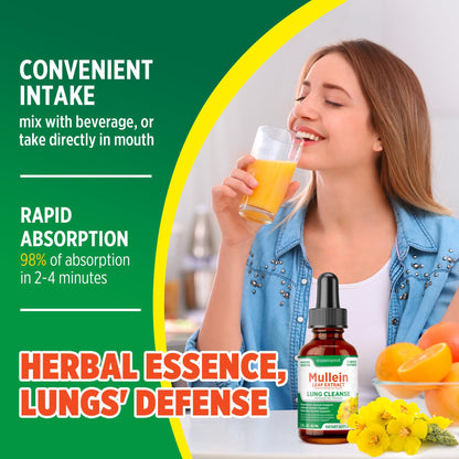 Easement Gouttelettes d'extrait de Molène pour les poumons – Complément à base de plantes pour le nettoyage des poumons, le soulagement du mucus et des mucosités – Liquide sans alcool