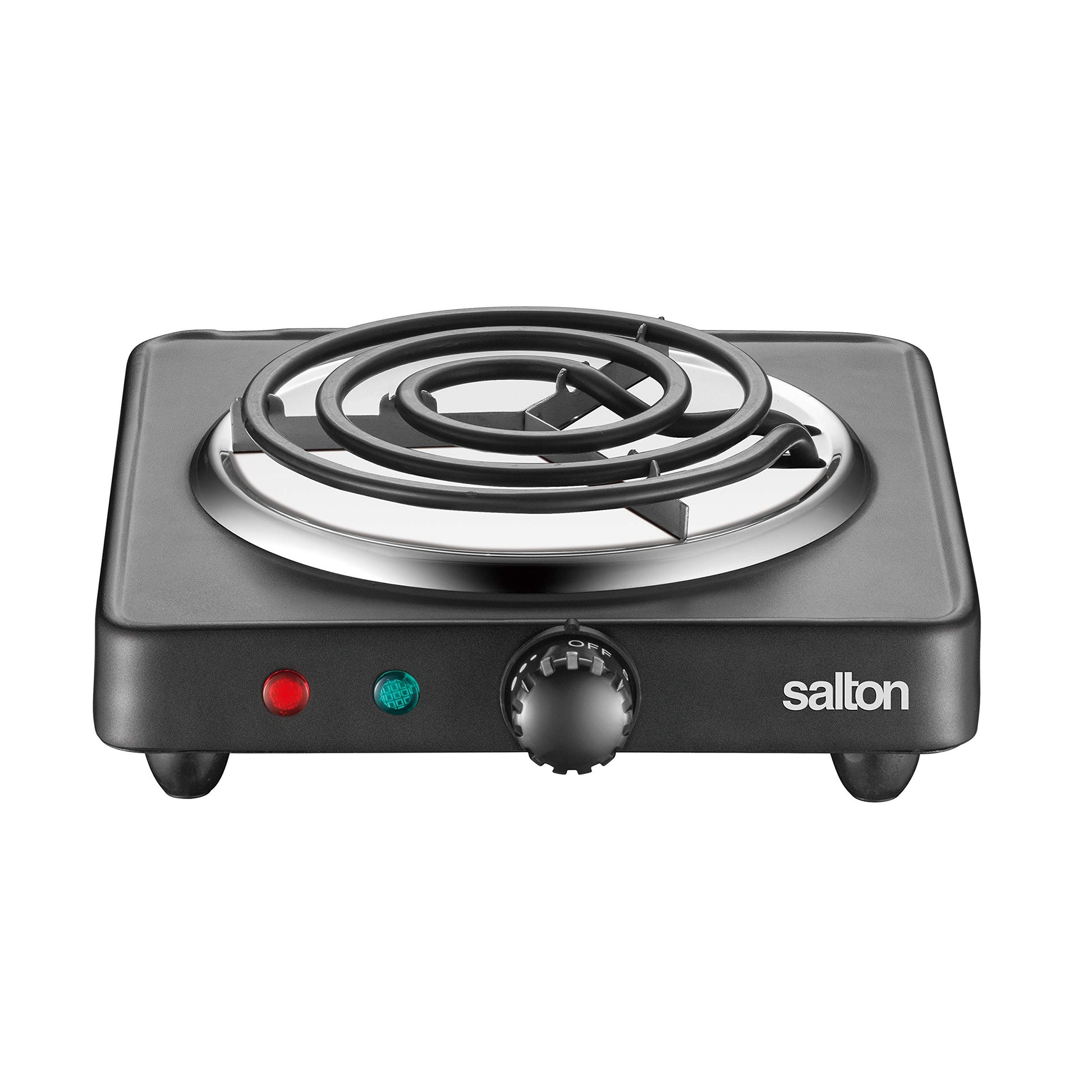 Salton Single Coil Portable Electric Cooktop | 1000 Watts | Lightweight & Compact | Variable Temperature Control | Perfect for Dorms, Offices, Camping | Black | 100% Canadian-owned & operated - Available at All In One Marketplace Canada