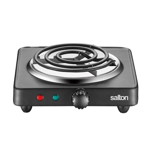 Salton Single Coil Portable Electric Cooktop | 1000 Watts | Lightweight & Compact | Variable Temperature Control | Perfect for Dorms, Offices, Camping | Black | 100% Canadian-owned & operated - Available at All In One Marketplace Canada