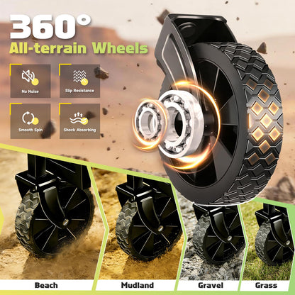 100KG Collapsible Foldable Wagon Carts - Heavy Duty Portable Folding Utility Wagons with All-Terrain Wheels for Grocery Sports Shopping Camping Garden Beach, 2 Drink Holders/Lightweight/Black - Available at All In One Marketplace Canada