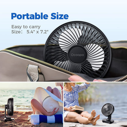 OCOOPA Small Desk Fan, 4000mAh Rechargeable USB Fan Battery Operated, 4 Speeds, 5'' Portable Table Fan with Strong Airflow Quiet, Detachable Grille, Mini Desktop Fan(Blue) - Available at All In One Marketplace Canada