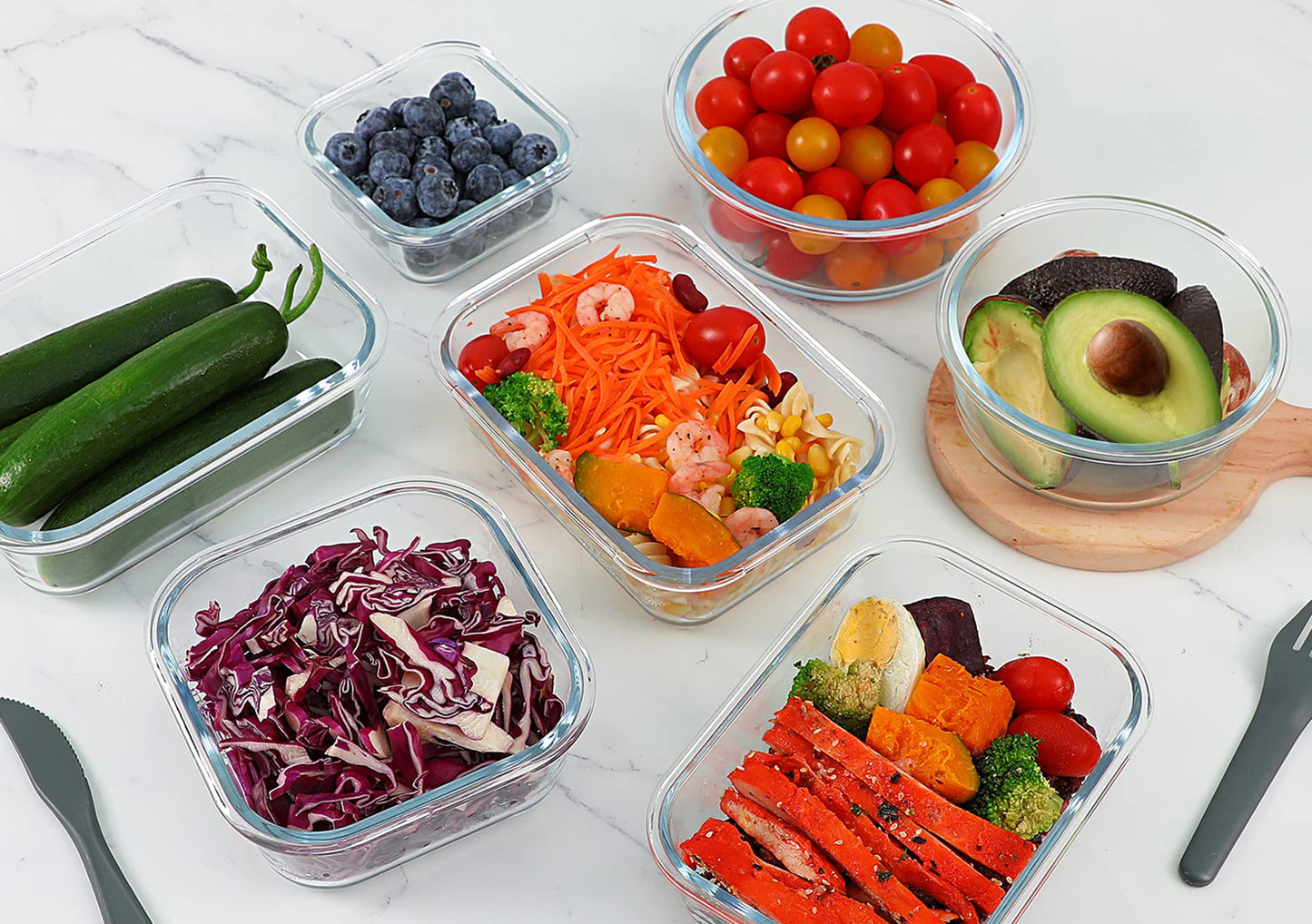 M MCIRCO 24-Piece Glass Food Storage Containers with Snap Locking Lids,Glass Meal Prep Containers Set - Airtight Lunch Containers, Microwave, Oven, Freezer and Dishwasher - Available at All In One Marketplace Canada