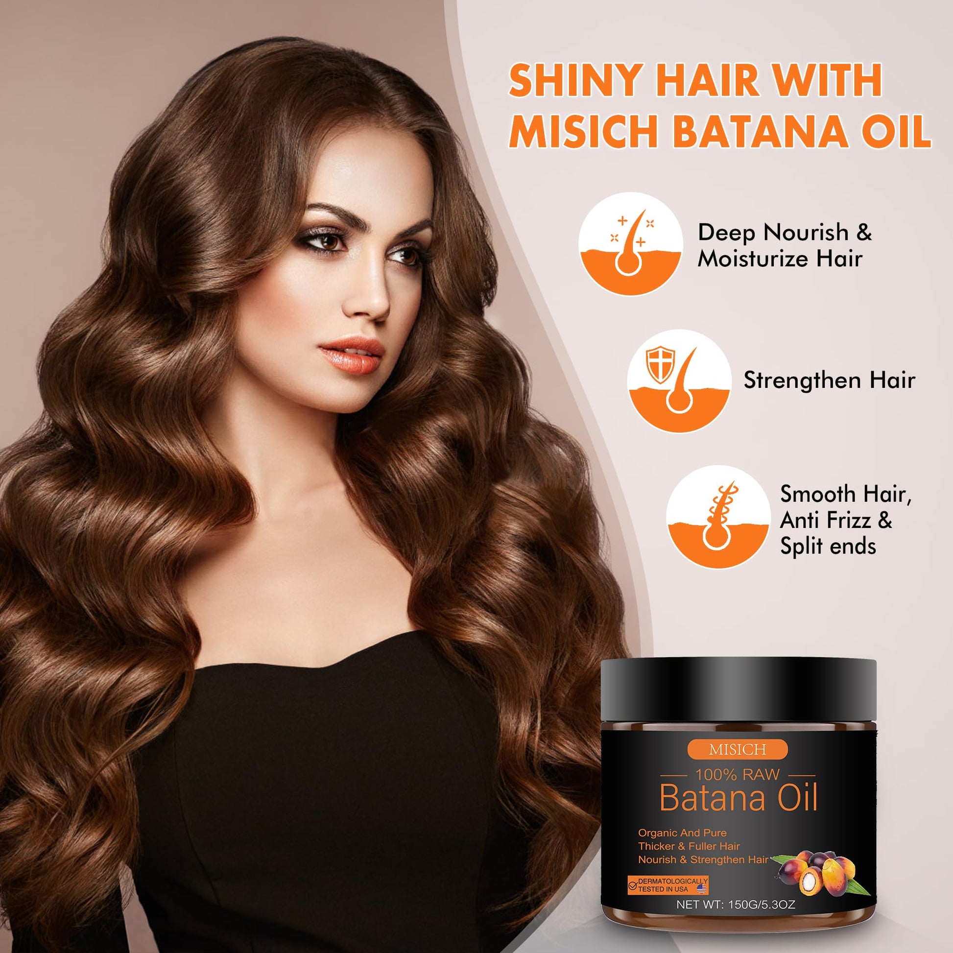 MISICH Raw Batana Oil for Hair, 100% Pure Batana Oil Paste, Unrefined Botana Hair Oil for Men & Women 5.3 oz - Available at All In One Marketplace Canada