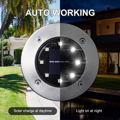 LYHOPE Solar Ground Lights Outdoor, 16 Pack 8 LED Solar Disk Lights Waterproof Garden In-ground Pathway Lights Landscape Lighting for Lawn,Yard,Deck,Patio,Walkway (White)