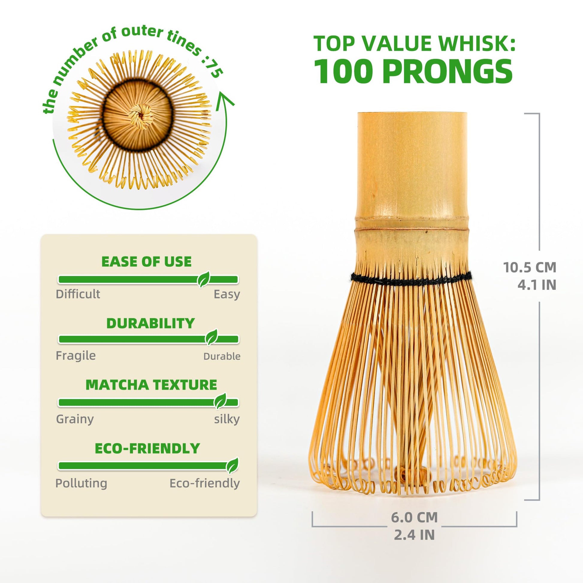 TEANAGOO MA-01 Japanese Matcha Ceremony Accessory, Matcha Whisk (Chasen), Traditional Scoop (Chashaku), Tea Spoon, Whisk Holder, The Perfect Set to Prepare a Traditional Cup of Matcha. - Available at All In One Marketplace Canada