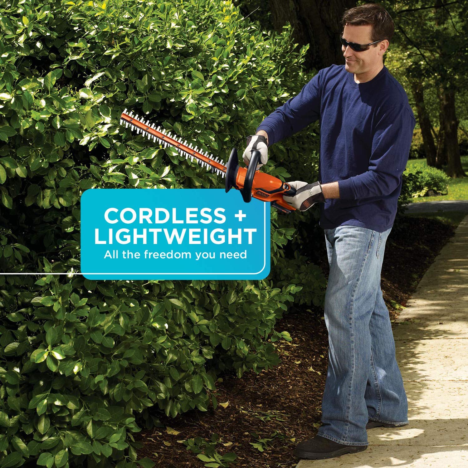 BLACK+DECKER 20V MAX* Cordless Hedge Trimmer, 22-Inch, Dual Action Blades (LHT2220-CA) - Available at All In One Marketplace Canada