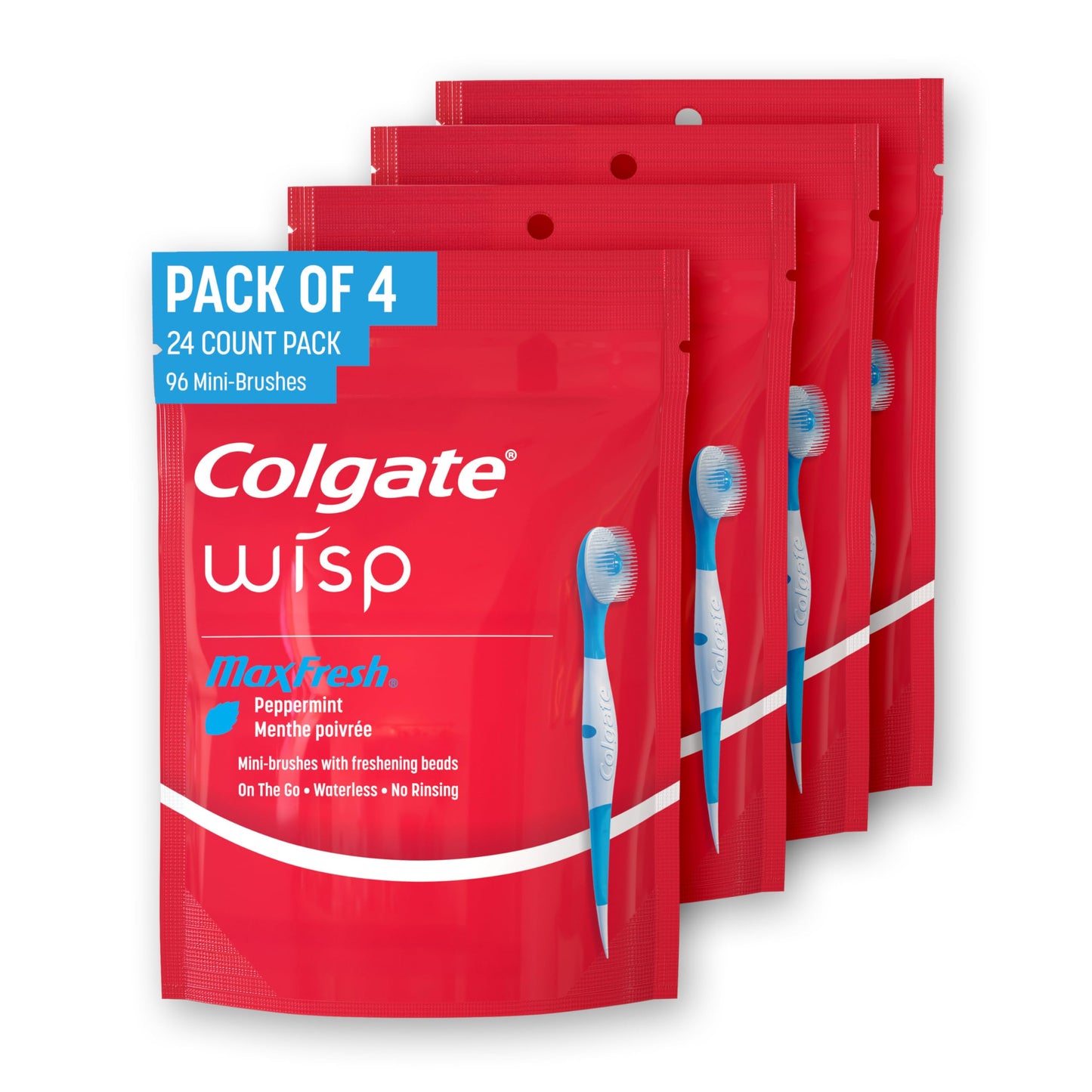 Colgate MaxFresh Wisp Disposable Toothbrushes, Mini Travel Toothbrushes with Soft Bristles for On-the-Go Single Use, Peppermint, 24 Count - Available at All In One Marketplace Canada