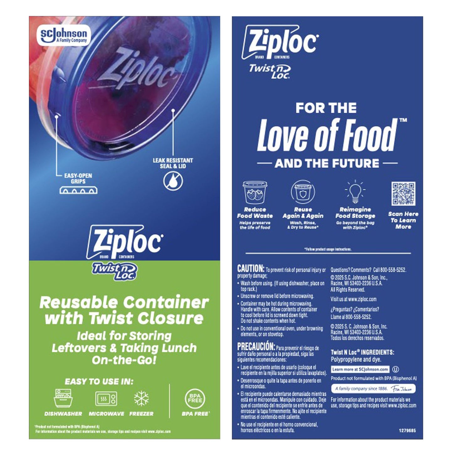 Ziploc Twist N Loc Reusable Containers, Leak-Proof Lid, Keeps Food Fresh, BPA Free, Microwave, Freezer and Dishwasher Safe Food Storage for Lunch and Leftovers, 9 Containers, 2 Cup Capacity - Available at All In One Marketplace Canada