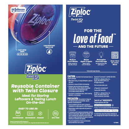 Ziploc Twist N Loc Reusable Containers, Leak-Proof Lid, Keeps Food Fresh, BPA Free, Microwave, Freezer and Dishwasher Safe Food Storage for Lunch and Leftovers, 9 Containers, 2 Cup Capacity - Available at All In One Marketplace Canada
