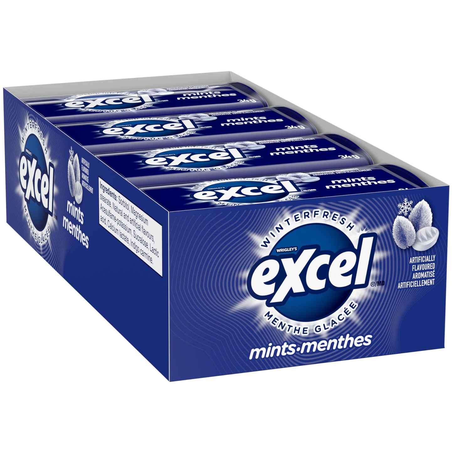 EXCEL, Winterfresh Flavoured Mints, 34g, Tin, 8 Packs - Available at All In One Marketplace Canada