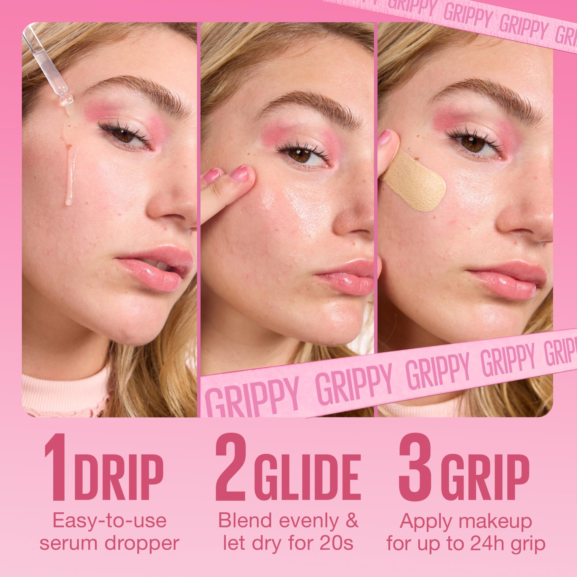 Maybelline Grippy Serum Primer, Hydrating Makeup Primer with 2% Niacinamide For Up To 24HR Make Up Wear, Glides Like Serum, Plumped Skin Look, Clear, 30 ml - Available at All In One Marketplace Canada