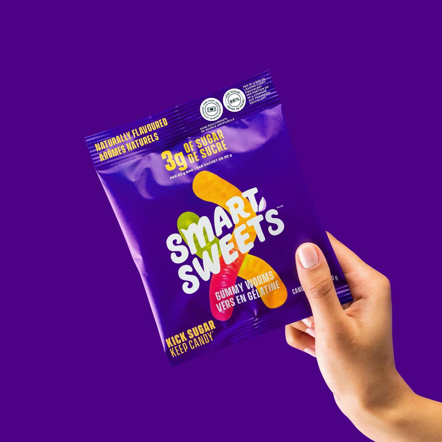 SmartSweets Gummy Worms - 3g Sugar, Low Calorie Candy, No Sugar Alcohols, Non-GMO (12-Pack)