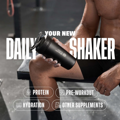 BlenderBottle Strada Shaker Cup Insulated Stainless Steel Water Bottle with Wire Whisk, 24-Ounce, Blue - Available at All In One Marketplace Canada
