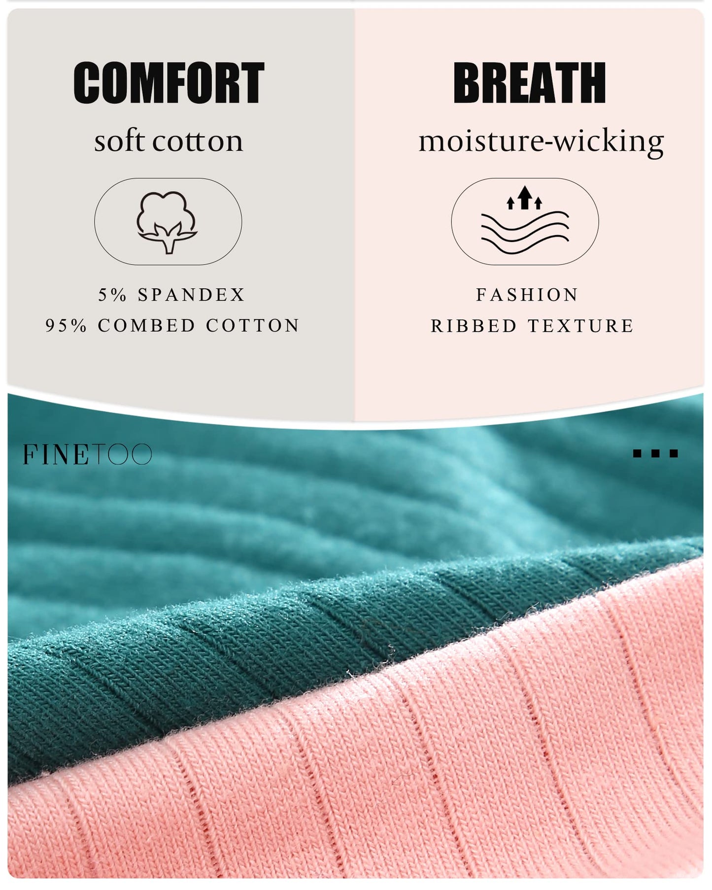 FINETOO 9 Pack Cotton Underwear for Women Sexy Low Rise Ribbed Hipster Breathable Soft Womens Bikini Panties Cheeky S-XL