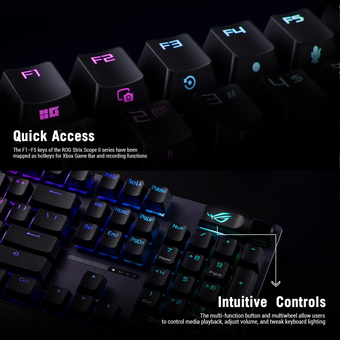 ASUS ROG Strix Scope II X Wired USB Mechanical Gaming Keyboard – 100% Full-Size, Hot Swappable Pre-lubed ROG NX Snow V2 Linear Switches, PBT Keycaps, RGB, PC/Mac Support - Black 🍁 All In One Marketplace Canada