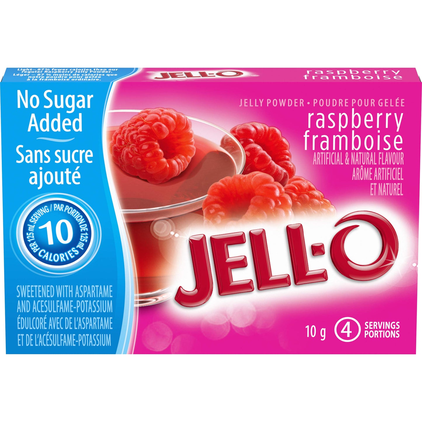 Jell-O Zero Sugar Raspberry Jelly Powder Mix, 10 g Box (Pack of 18)