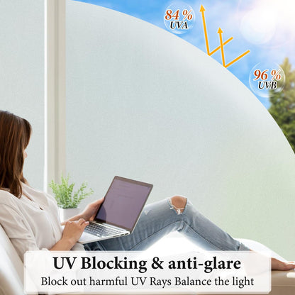 DUOFIRE Privacy Window Film Frosted Glass Film Static Cling Glass Film No Glue Anti-UV Window Sticker Non Adhesive for Privacy Office Meeting Room Bathroom Living Room, Pure Frosted 44.3 x 200cm
