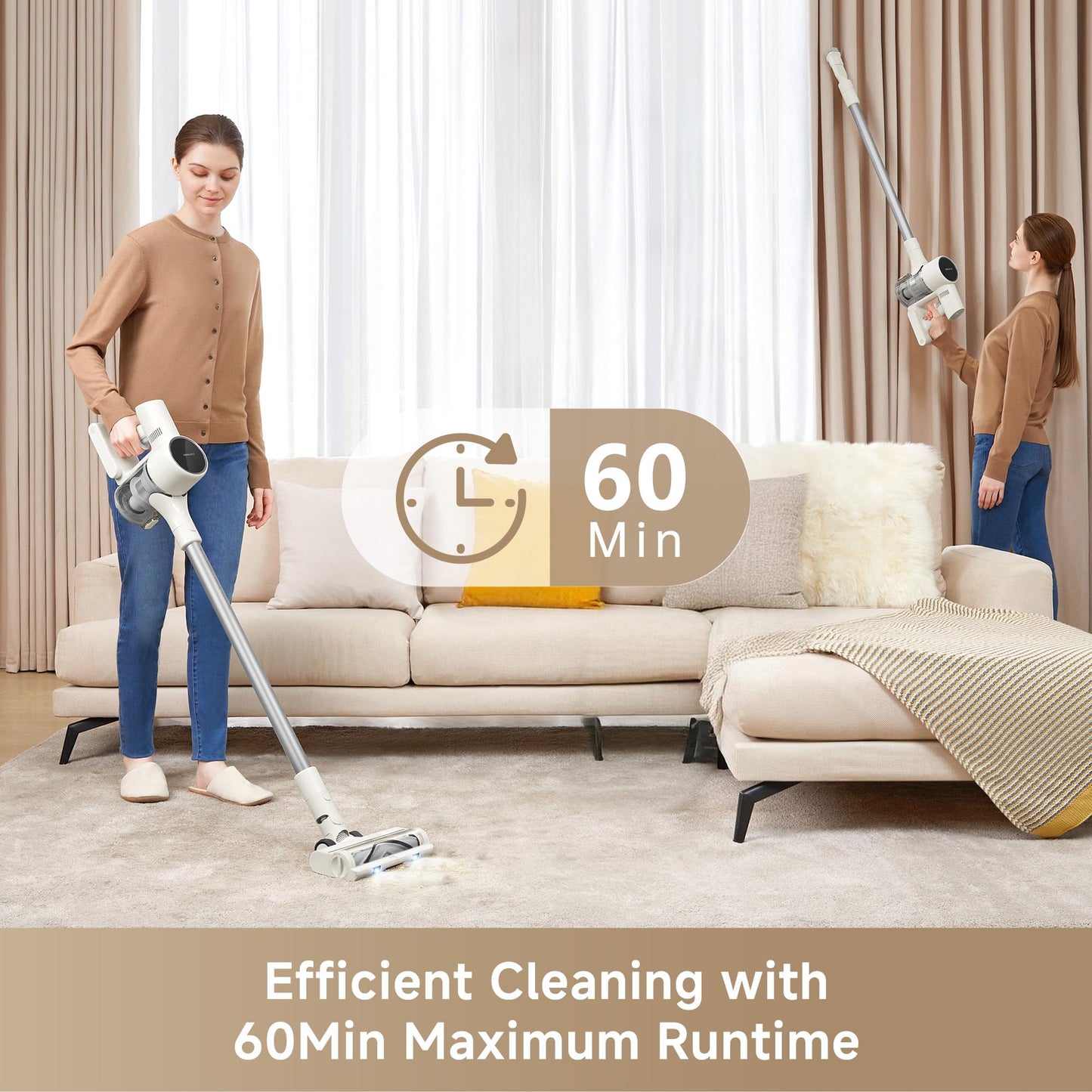 DREAME R10 Pure Cordless Vacuum Cleaner, Stick Vacuum Cleaner for Home, 120AW Powerful Suction, Anti-Tangle, LED Headlights, Up to 60 Mins Runtime, Lightweight for Carpet, Hard Floor, Pet Hair dreame