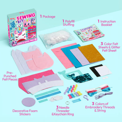 Klever Kits 7 Sewing Projects- My First Felt Sewing Kit- Easy DIY Wildlife Artworks of Unicorn Pillow and Mermaid Card Holder, Christmas Birthday Gifts for Girl, Crafts for Kids 4 5 6 7 8 🍁 All In One Marketplace Canada