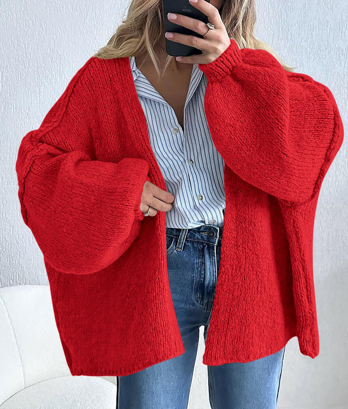 PRETTYGARDEN Womens Open Front Oversized Cardigan Sweaters Red 🍁 All In One Marketplace Canada