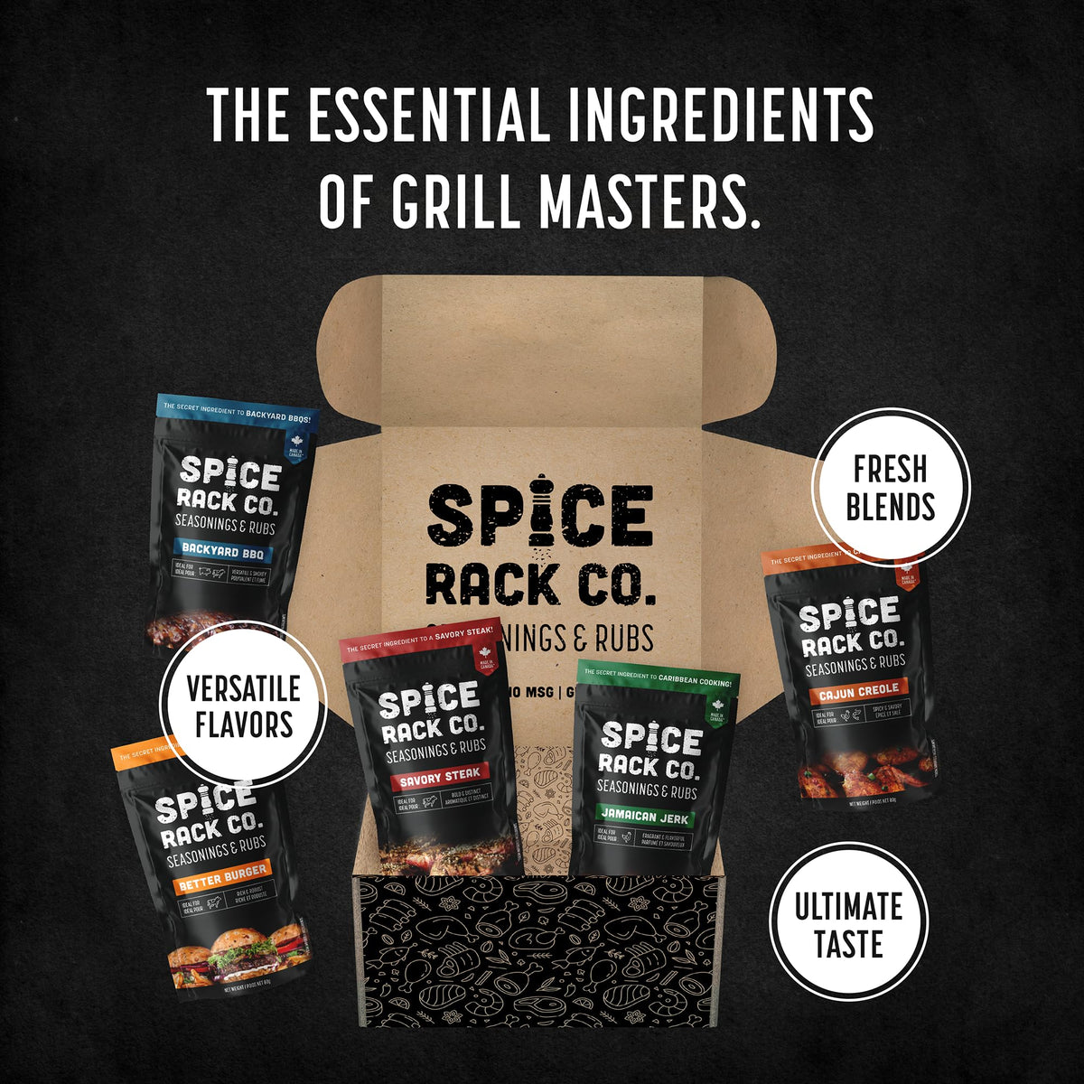 Spice Rack Co. BBQ Spices And Rubs Gift Set, BBQ Seasoning And Rubs 5-Pack 🍁 All In One Marketplace Canada