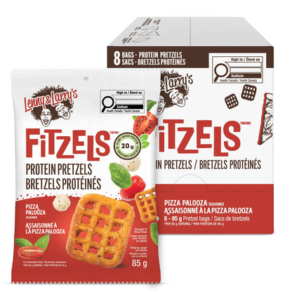 Lenny & Larry's Pizza Palooza FITZELS – Savory Pretzel Snacks Incredibly Tasty High Protein, Salty, Vegan, 20 g of Plant Based Protein (eight) Bags, 85 g Each Lenny & Larry's