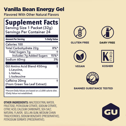 GU ENERGY Original Sports Nutrition Energy Gel, Vanilla Bean, 24-Count 🍁 All In One Marketplace Canada