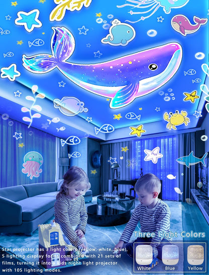 21 Sets of Films, Projector Night Light for Kids Bedroom, Baby Projector for Ceiling, Star Galaxy Night Lights with 360°Rotation Dimmable for Kids Baby Girls, Birthday, Christmas, Nursery, Room Decor 🍁 All In One Marketplace Canada