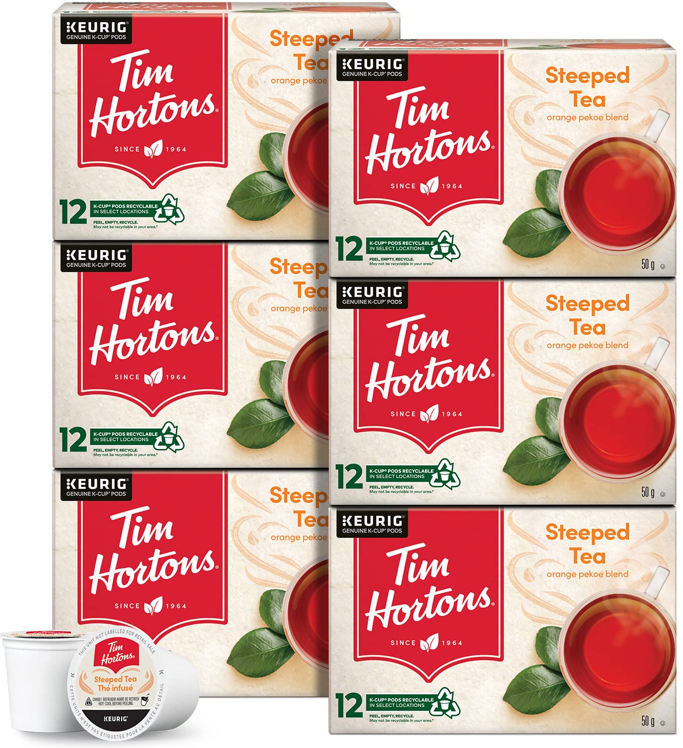 Tim Hortons Orange Pekoe Steeped Tea K-Cup Pods, 72 Pack