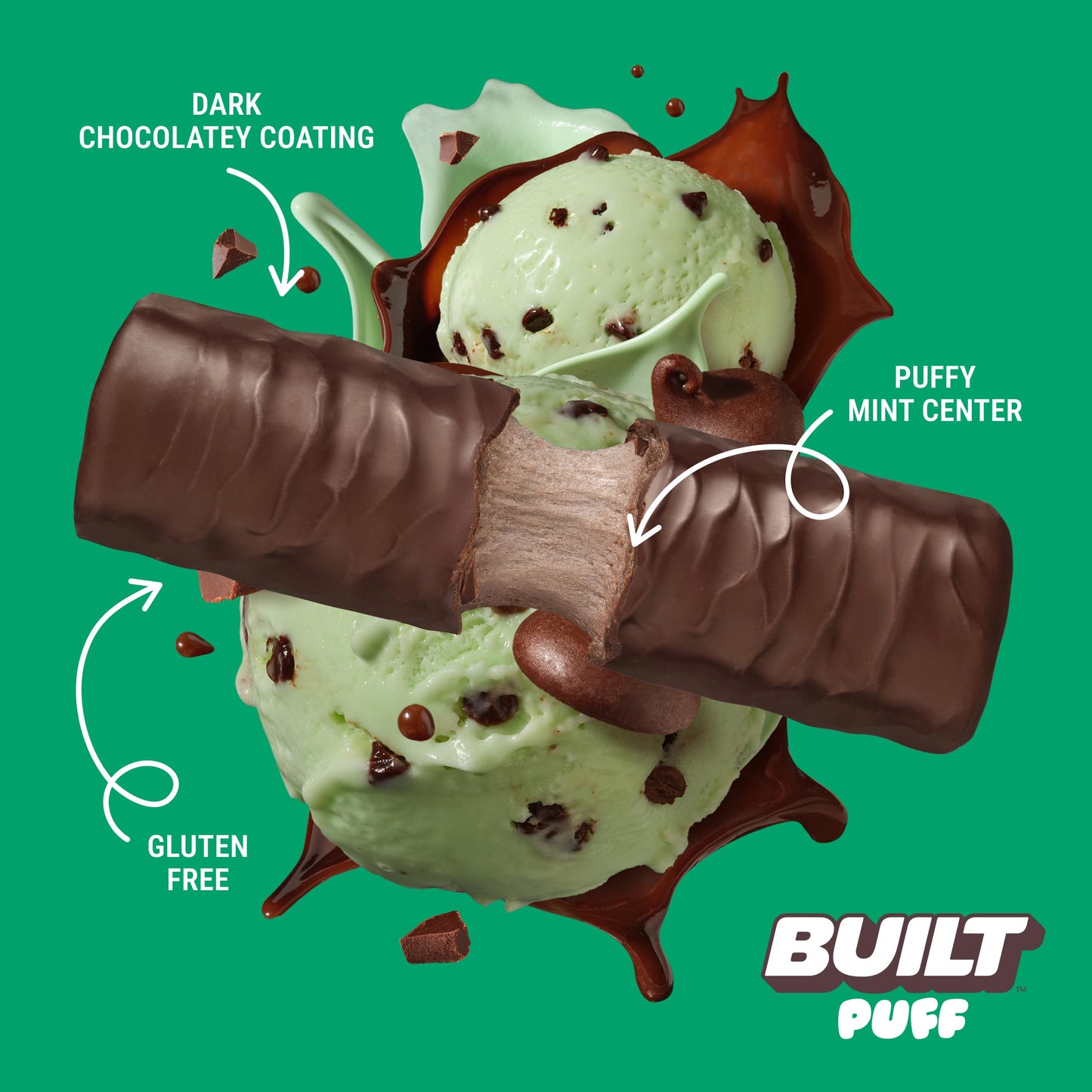 BUILT Puff Protein Bars, Mint Chip, 17g Protein - 12 Count 🍁 All In One Marketplace Canada