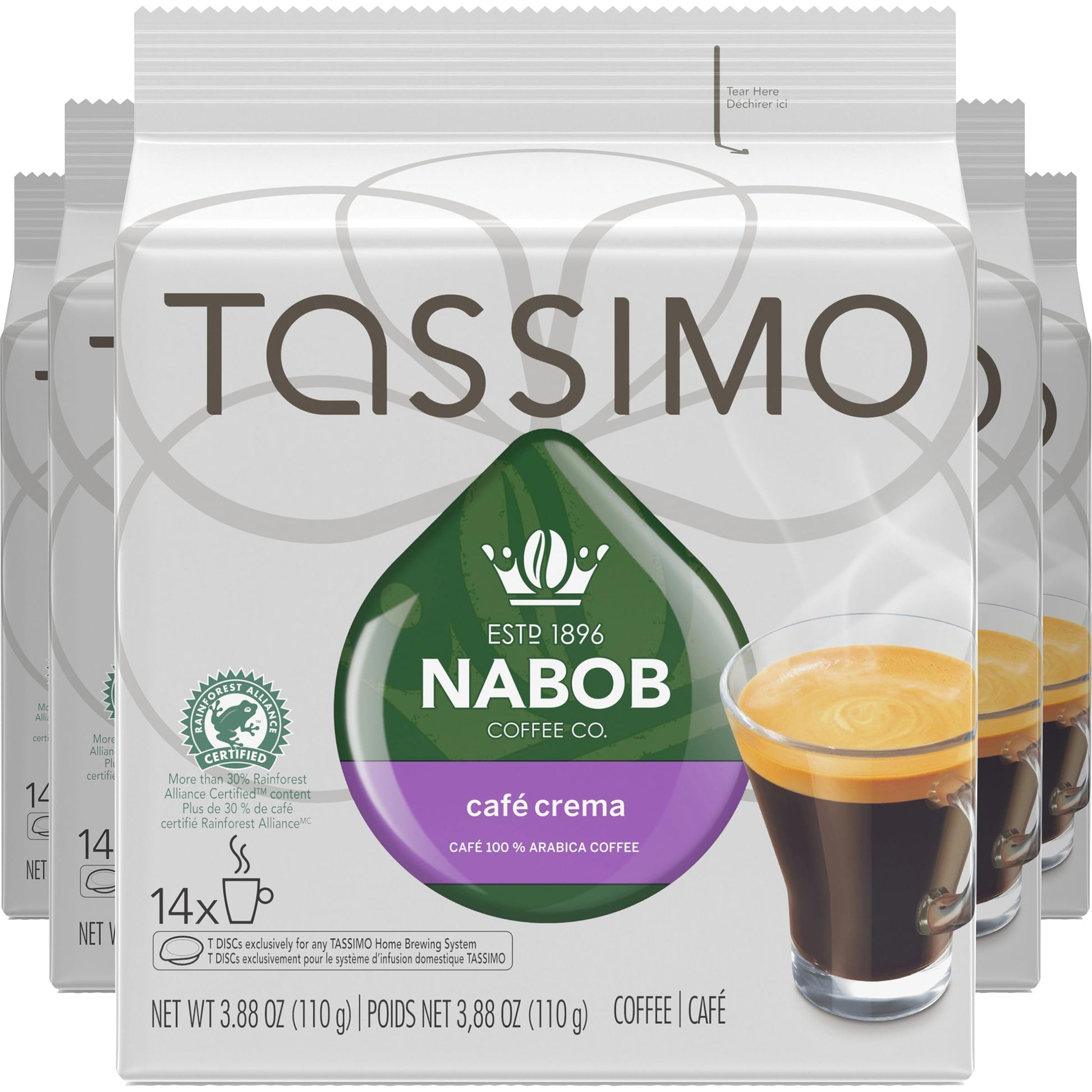 Tassimo Nabob Café Crema Coffee T-Discs, 110g (5 Boxes of 14 T-Discs)