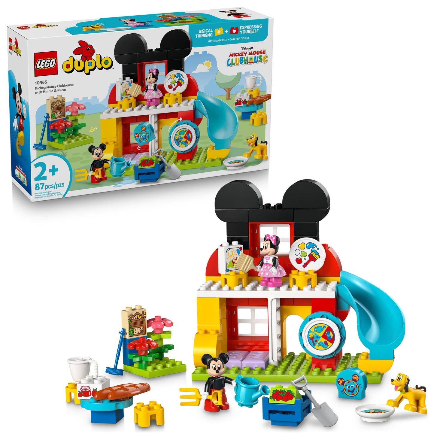 LEGO DUPLO Disney Mickey Mouse Clubhouse with Minnie & Pluto Building Toy - Fine Motor Skill Toy for Toddlers, Ages 2+ - Mickey Mouse Toy for Boys & Girls - Birthday Gift for Kids - 10465 LEGO