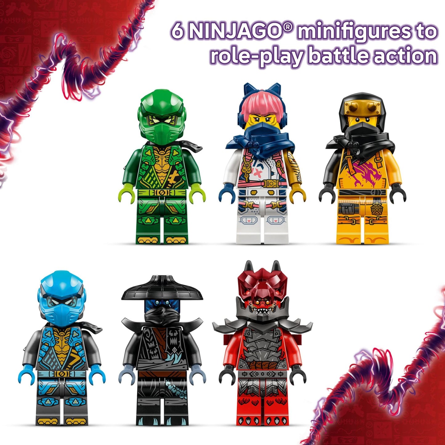 LEGO NINJAGO Thunderfang Dragon of Chaos Building Toy for Kids Ages 8+ - Dragon Rising Playset with 6 Minifigures and Poseable Dragon Figure - Birthday Gift Idea for Boys and Girls - 71832 LEGO