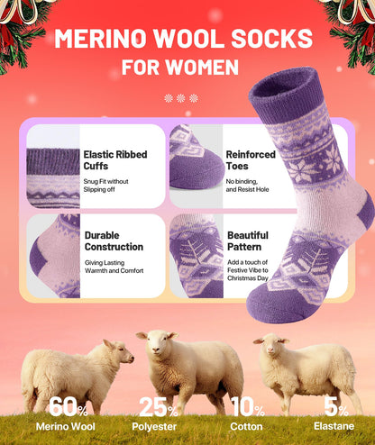 SIMIYA Merino Wool Socks for Women 5 Pairs Extra Thick Winter Thermal Warm 🍁 All In One Marketplace Canada