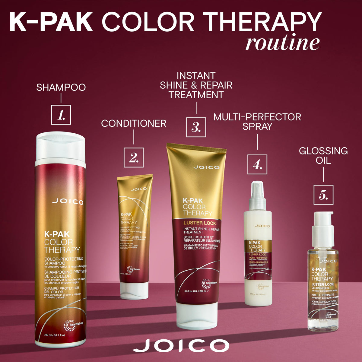 Joico K-PAK Color Therapy Luster Lock Instant Shine & Repair Treatment, Conditioning Detangler with Argan and Keratin, Sulfate Free, 150mL